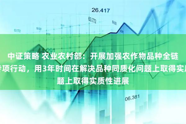 中证策略 农业农村部:开展加强农作物品种全链条管理专项行动,用3年时间在解决品种同质化问题上取得实质性进展