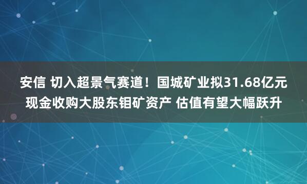 安信 切入超景气赛道!国城矿业拟31.68亿元现金收购大股东钼矿资产 估值有望大幅跃升